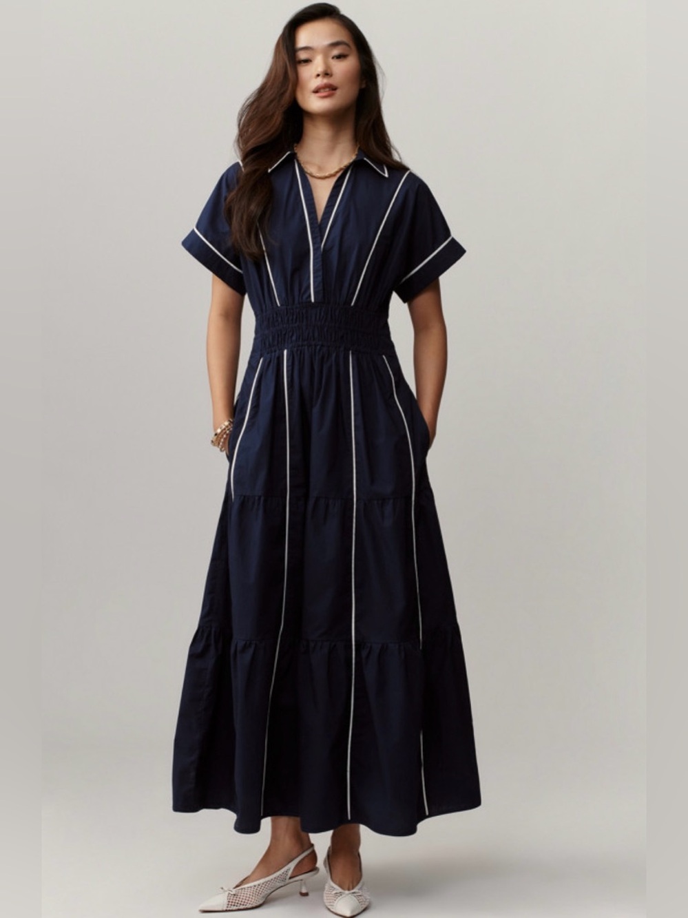 Anthropologie Maeve Somerset Shirt Dress Maxi